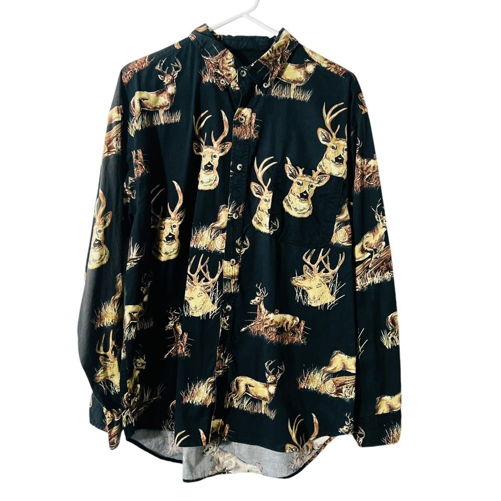Outdoor Life Vintage Men's Long Sleeve Button Front Shirt‎ Deer Hunting LG 42/44